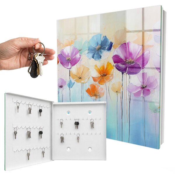 Schlüsselbox zur Wandmontage mit buntem Blumenmotiv