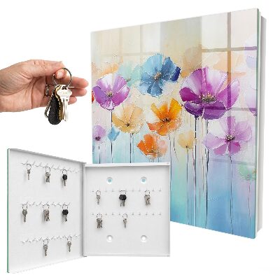 Schlüsselbox zur Wandmontage mit buntem Blumenmotiv