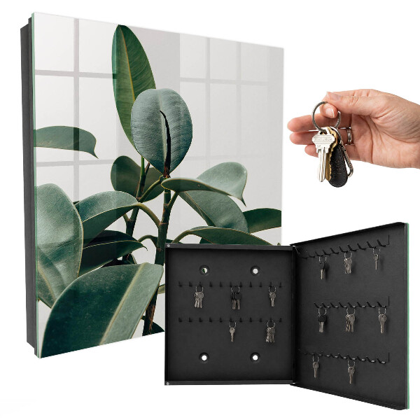 Schlüsselbox zur Wandmontage mit Motiv Ficusblätter