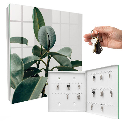 Schlüsselbox zur Wandmontage mit Motiv Ficusblätter