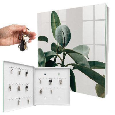 Schlüsselbox zur Wandmontage mit Motiv Ficusblätter