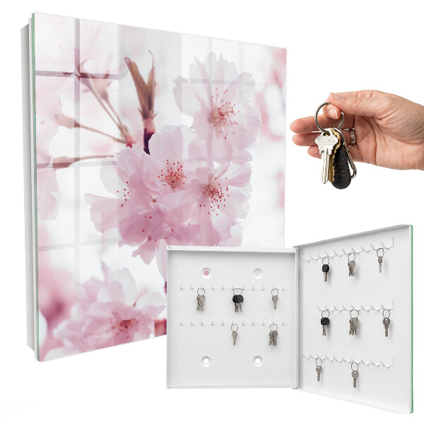 Schlüsselbox für die Wand mit Kirschblütenmotiv