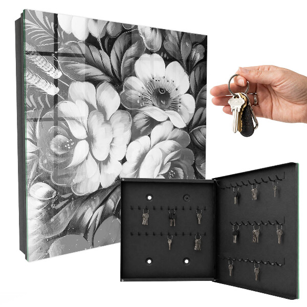 Schlüsselbox mit Motiv Monochrome Blüten