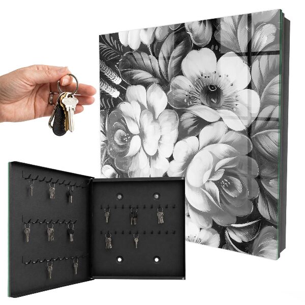 Schlüsselbox mit Motiv Monochrome Blüten