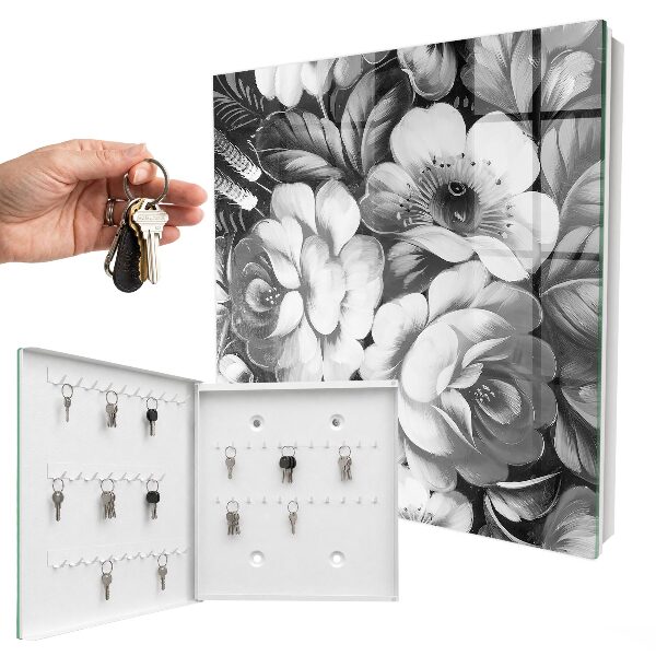 Schlüsselbox mit Motiv Monochrome Blüten