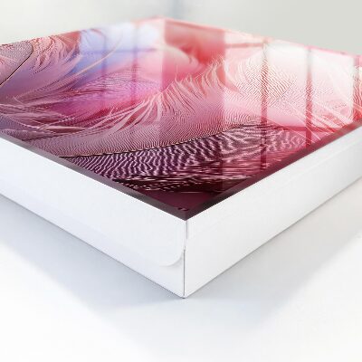 Schlüsselkasten mit Motiv aus wunderschönen rosa Federn