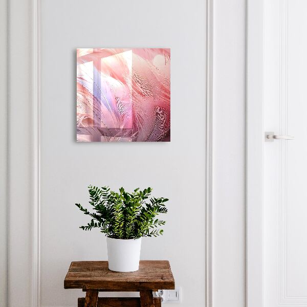 Schlüsselkasten mit Motiv aus wunderschönen rosa Federn