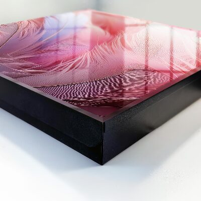 Schlüsselkasten mit Motiv aus wunderschönen rosa Federn