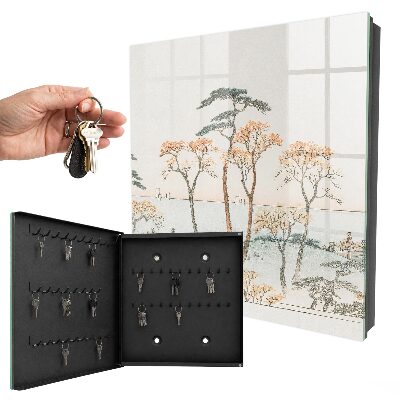 Schlüsselbox für die Wand mit japanischem Landschaftsmotiv