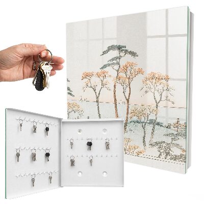 Schlüsselbox für die Wand mit japanischem Landschaftsmotiv