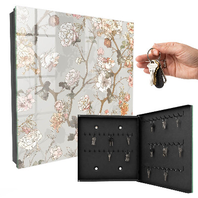 Schlüsselbox für die Wand mit Blütenzweige-Motiv