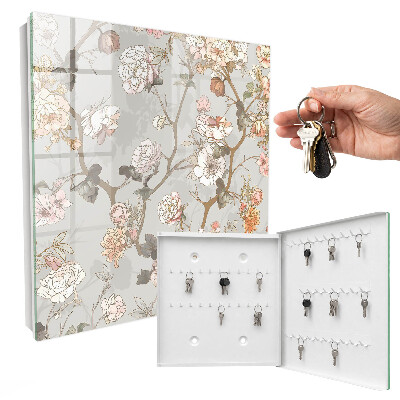Schlüsselbox für die Wand mit Blütenzweige-Motiv