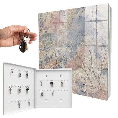 Schlüsselbox für die Wand mit Motiv Zarte Blätter