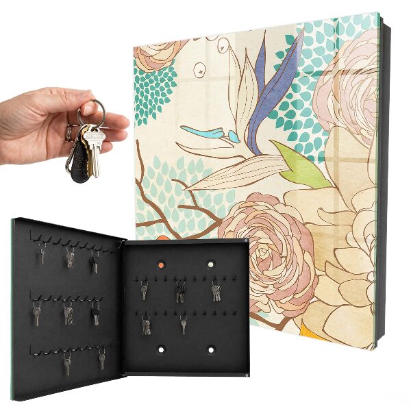 Schlüsselkasten mit abstraktem Blumenmotiv