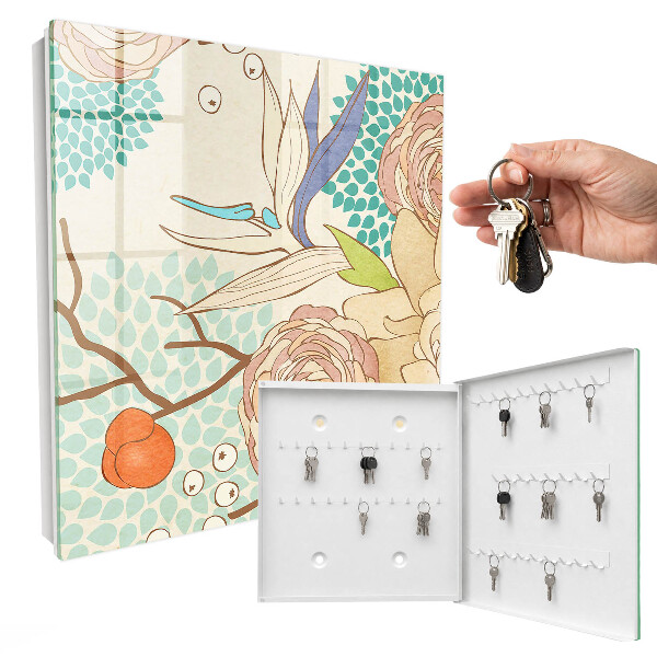 Schlüsselkasten mit abstraktem Blumenmotiv