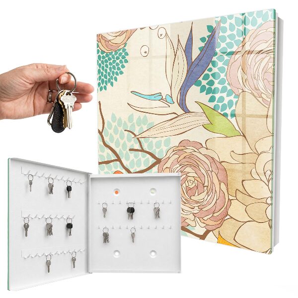 Schlüsselkasten mit abstraktem Blumenmotiv
