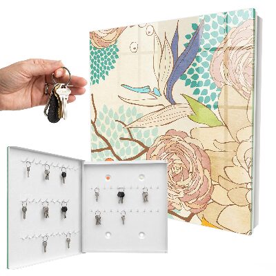 Schlüsselkasten mit abstraktem Blumenmotiv