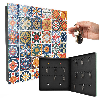 Schlüsselbox für die Wand Design Bunte Fliesen