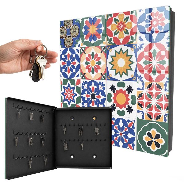 Schlüsselbox für die Wand mit Blumenmosaik