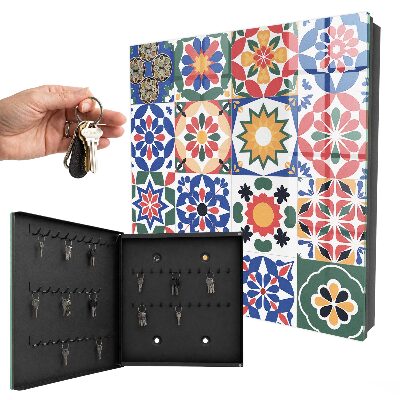 Schlüsselbox für die Wand mit Blumenmosaik