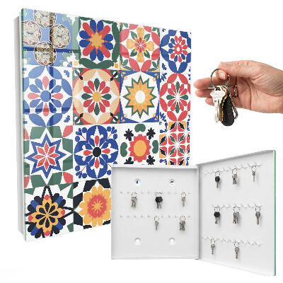 Schlüsselbox für die Wand mit Blumenmosaik