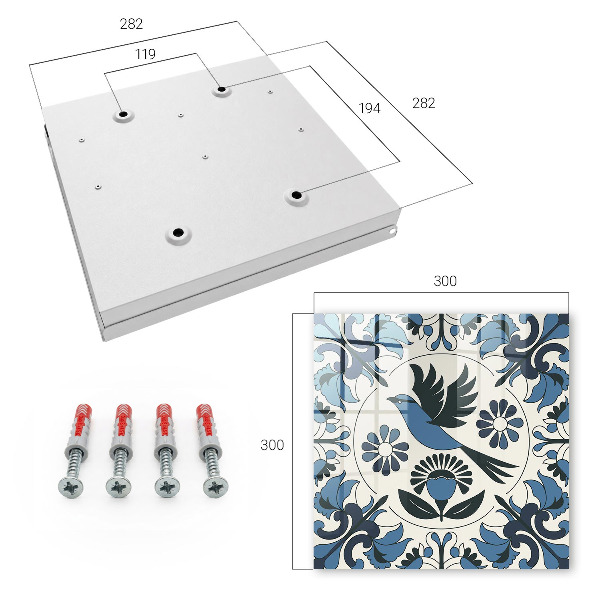 Schlüsselbox in Blau mit Vogelmotiv