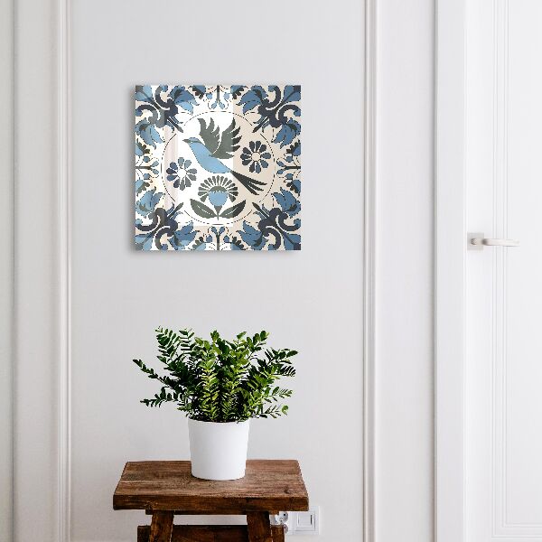 Schlüsselbox in Blau mit Vogelmotiv