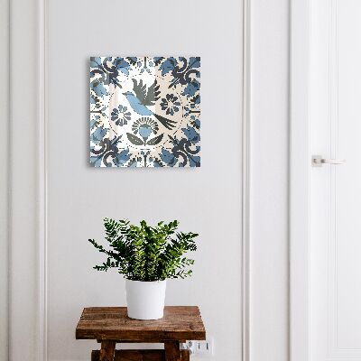 Schlüsselbox in Blau mit Vogelmotiv