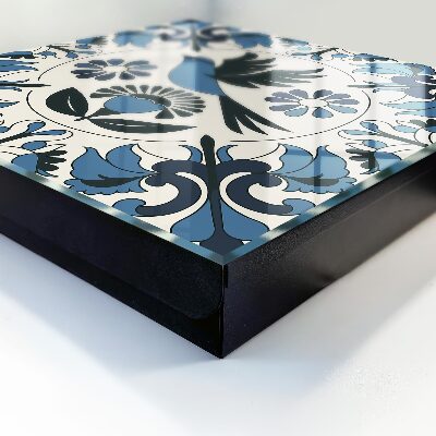 Schlüsselbox in Blau mit Vogelmotiv