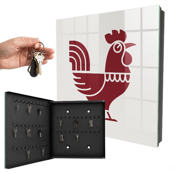 Schlüsselkasten im Volksstil-Design mit Hahn-Motiv
