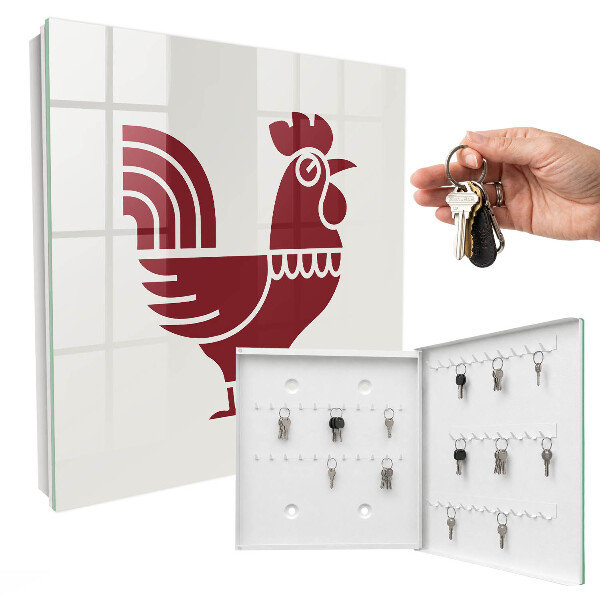 Schlüsselkasten im Volksstil-Design mit Hahn-Motiv