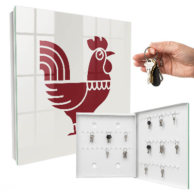 Schlüsselkasten im Volksstil-Design mit Hahn-Motiv