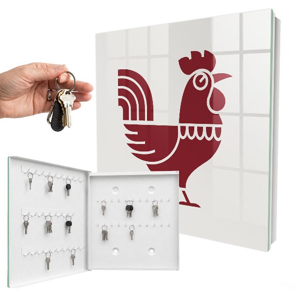 Schlüsselkasten im Volksstil-Design mit Hahn-Motiv