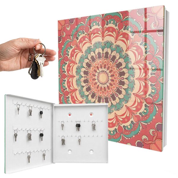 Schlüsselbox mit buntem Mandala-Motiv