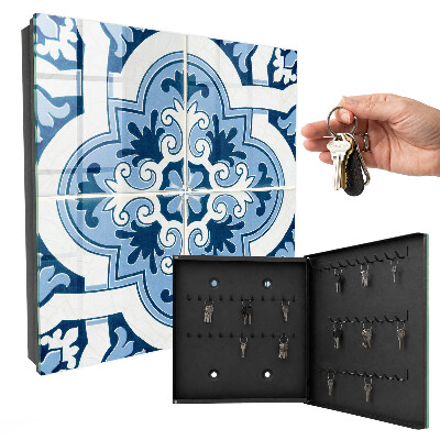 Schlüsselbox mit blauem Fliesendesign