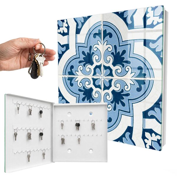 Schlüsselbox mit blauem Fliesendesign