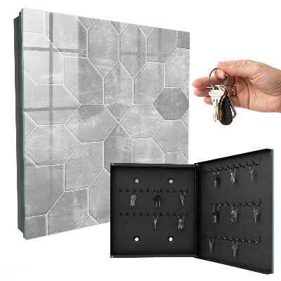 Schlüsselkasten mit grauem geometrischen Motiv