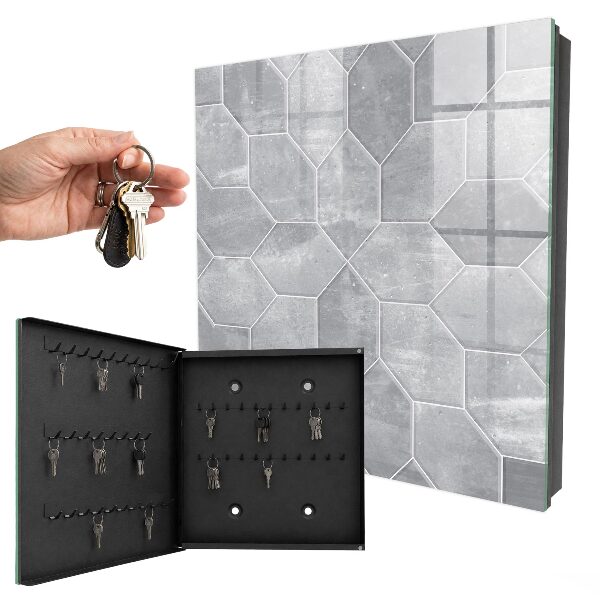 Schlüsselkasten mit grauem geometrischen Motiv
