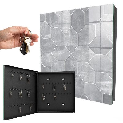 Schlüsselkasten mit grauem geometrischen Motiv