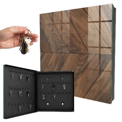 Schlüsselkasten aus Holz in Fischgrätenoptik