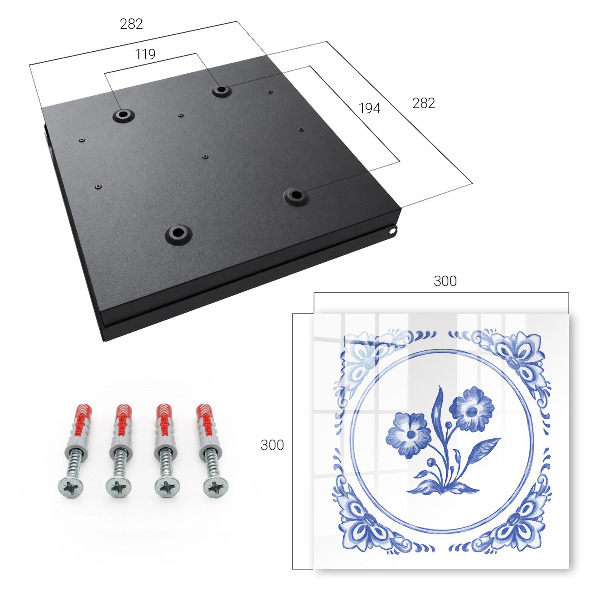 Schlüsselbox für die Wand mit blauem Blumenmotiv