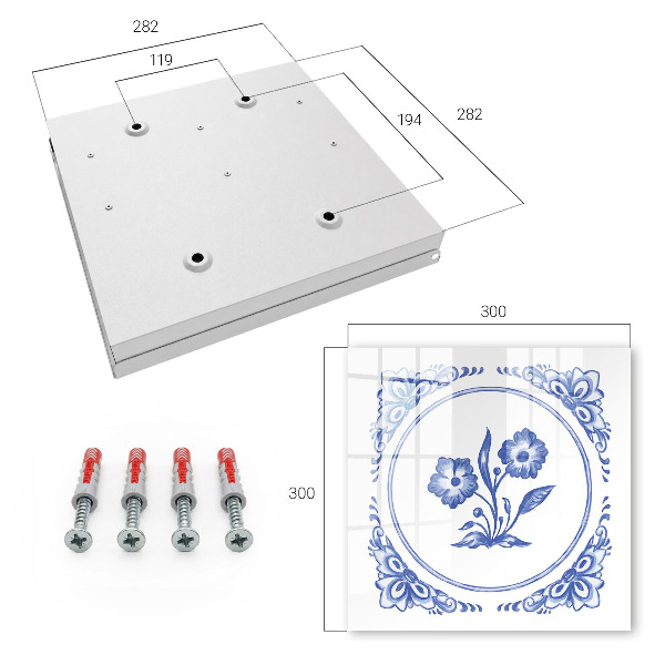 Schlüsselbox für die Wand mit blauem Blumenmotiv