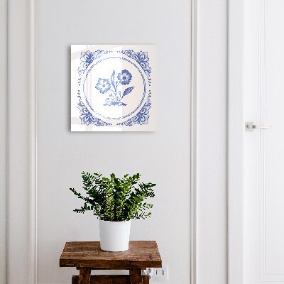 Schlüsselbox für die Wand mit blauem Blumenmotiv