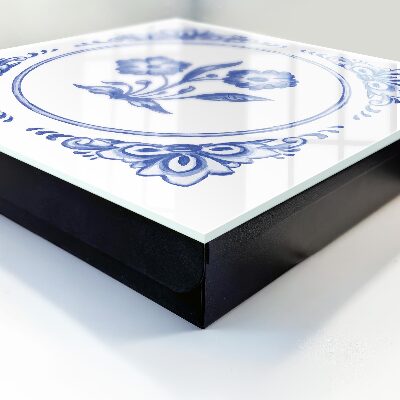 Schlüsselbox für die Wand mit blauem Blumenmotiv