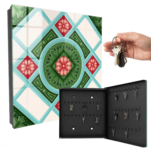 Schlüsselkasten mit floralem Geometrie-Design