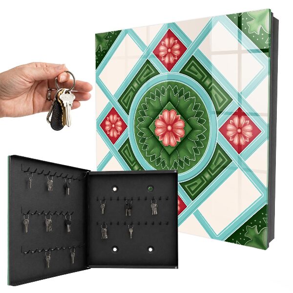 Schlüsselkasten mit floralem Geometrie-Design