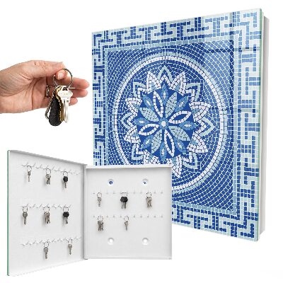Schlüsselbox mit blauem Mosaikdesign