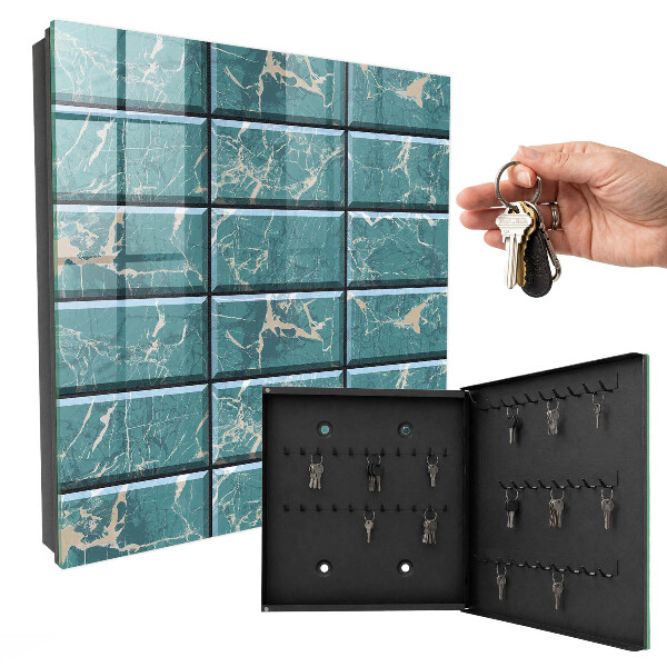 Schlüsselbox für die Wand in türkisfarbenem Marmor-Design