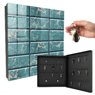 Schlüsselbox für die Wand in türkisfarbenem Marmor-Design