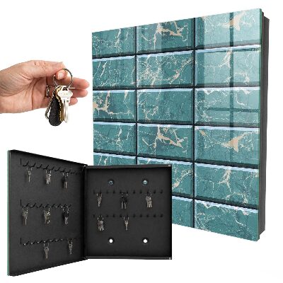 Schlüsselbox für die Wand in türkisfarbenem Marmor-Design